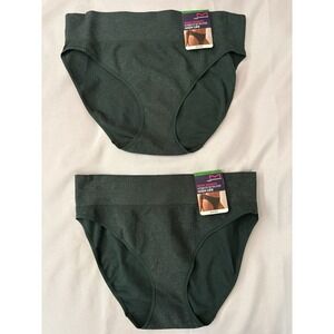NEW Maidenform Body Basics High Leg Bikini Green Womens DM2317 Size Large 2 Pair